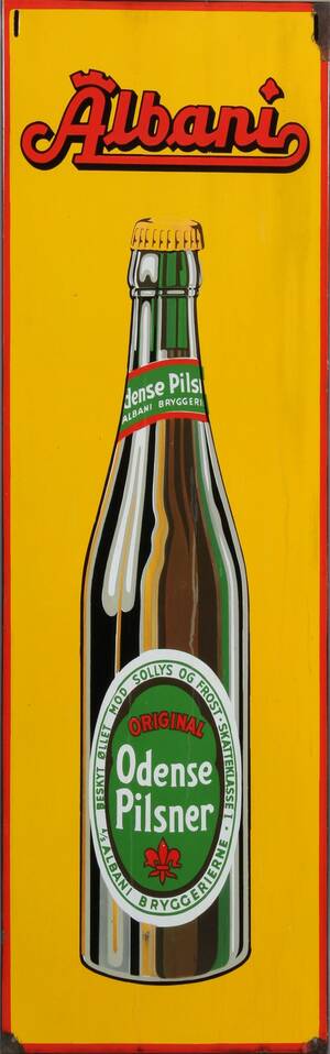 Albani Odense Pilsner, emaljeskilt, ca. 1950 Denne vare er sat til omsalg under nyt varenummer 5099844