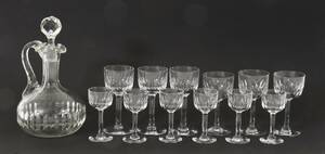 Karaff med 12st glas på fot, Ulle-slipning