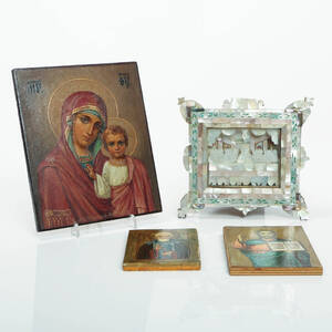 IKONER och DIORAMA, 4 st, 18001900-tal