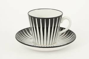 Kaffekopp med fat, Zebra, Eugene Trost för Gefle