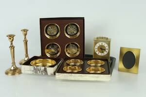 COASTERS, 9 st, ljusstakar, ett par, Scandia, bordsur, Junghans samt ram