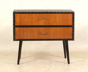 BYRÅ, 2-lådig, galon och teak, 194050-tal.