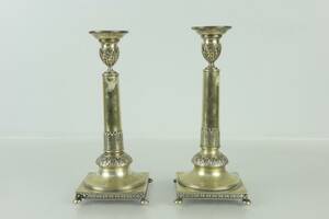 LJUSSTAKAR, ett par, gustaviansk stil, nysilver, C.G. Hallberg