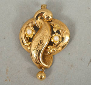 Hänge brosch, 18k guld, vintage