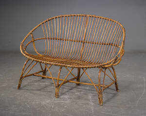Lille sofa sofabænk af bambus, 1950erne