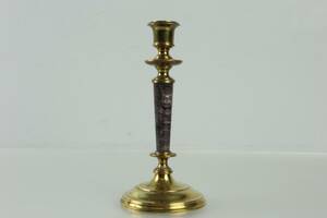 LJUSSTAKE, mässing med mellandel i marmor, Skultuna 1607