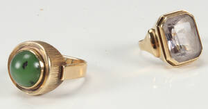 To vintage ringe med turkis og bjergkrystal, 14 kt. guld 2