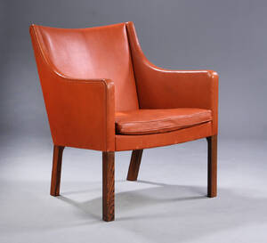 Hans J. Wegner. Sjælden lænestol, palisander og læder