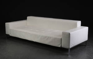Emaf Progetti. Tre-pers. sofa, model Alfa, hvid læder