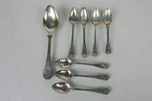 SKEDAR, 8 st, Gammal fransk, silver, 18001900-tal, ca 115 g