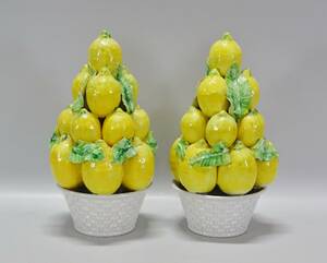1 par figuriner, Skålar med citroner Decorato a mano, Italien