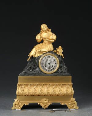 Honoré Pons, Fransk kaminur af forgyldt og patineret bronze. 1900 tallet begyndelse