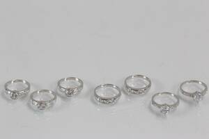 RINGAR, 7 st, silver med vita stenar