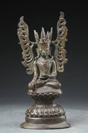 Burmesisk bronze Jambupati Buddha figur fra 18001900-tallet