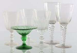 Diverse glas To twist glas, tre berlinois vinglas og et sukkerfad af grønt glas 6