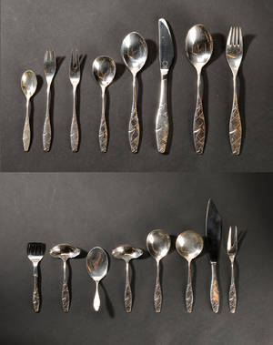 Finn Christensen. Diamant bestik af sølvplet 124