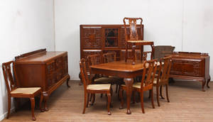 Spisestue af eg, nybarok form ca. 1940 13