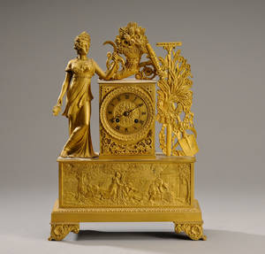 Empire kaminur af forgyldt bronze, ca. 1820