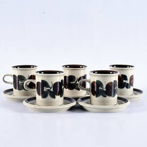 KAFFESERVIS, 10-delar, porslin, Ruija, Ulla Procopé, Arabia, Finland.