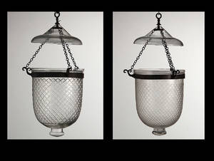 To hall lanterner af glas og patineret metal. 1900 tallet. 2