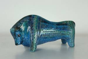 ALDO LONDI, figurin, tjur, Rimini blue, Bitossi, Italien