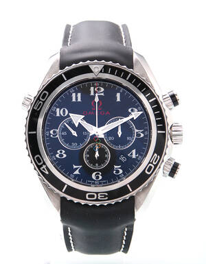 Omega Seamaster Planet Ocean Olympic Edition. Herreur i stål med sort skive, ca. 2006