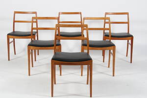 Arne Vodder. Seks spisestole af teak, model 430. 6