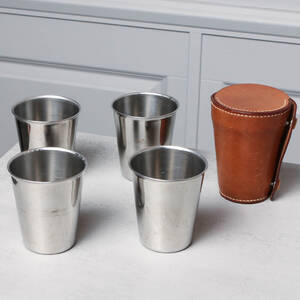 PALMGRENS, reseset med 4 glas och skinnfodral