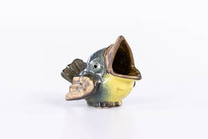 Figurin, fågel, stengods, Ego Design, längd ca 13 cm
