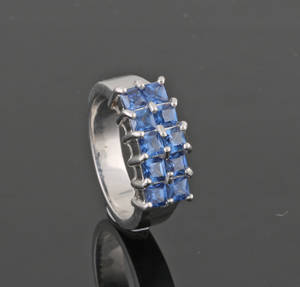 Sterling silver ring with man-made blue Topaz approx. 1.30ct