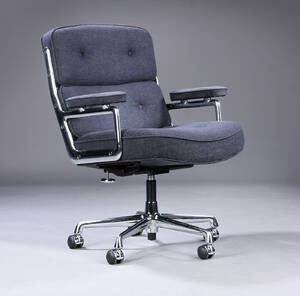 Charles Eames. Vintage kontorstol. Time Life Lobby Chair, koksfarvet grå uld