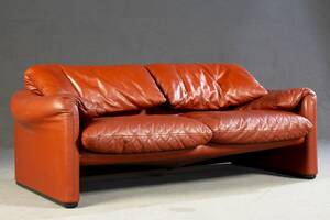 Vico Magistretti, Lounge Sofa Maralunga in Leder für Cassina