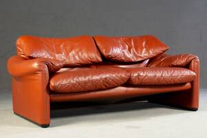 Vico Magistretti, Lounge Sofa Maralunga in Leder für Cassina