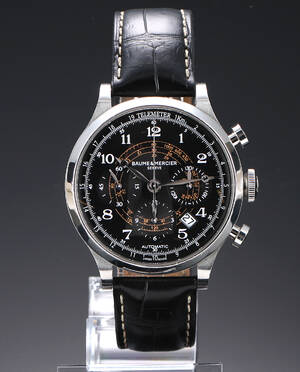 Baume Mercier Capeland Chronograph. Herreur i stål med sort skive, 2010erne