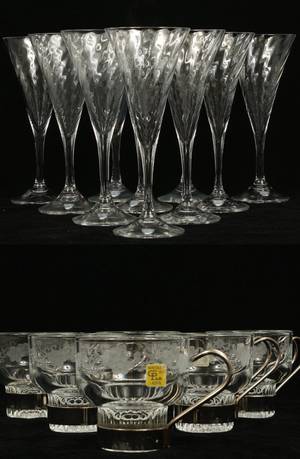 Champangeglas Helena Orrefors samt punschglas Kosta 16
