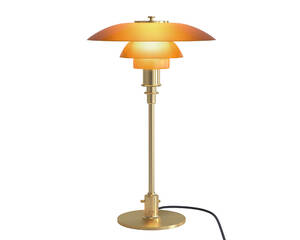 Poul Henningsen. PH 32 bordlampe af messing, ravfarvet glas, Limited Edition