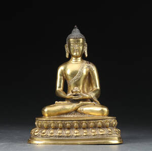 Tibetansk Amitabha Buddha af forgyldt bronze, 1900-tallet