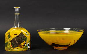 Bertil Vallien for Kosta Boda. Skål og vase, Satellite, H. 24 cm Ø. 26 cm
