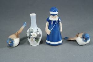 FIGURIN, KUNGLIG DANSK, VAS, KUNGLIG DANSK, FÅGELFIGURINER, 2 ST, BING GRÖNDAHL, HÖ 5 - 17 CM, I PARTI