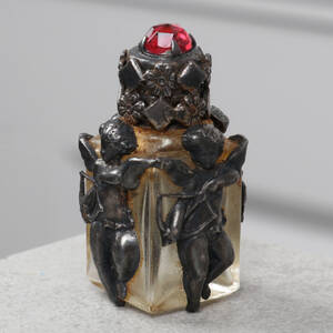 PARFYMFLASKA, glas silver, Frankrike, 1800-tal