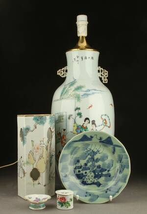 Fem dele kinesisk porcelæn, 1800-1900-tallet 5